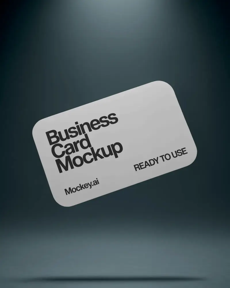 Spotlight Floating Business Card Mockup Floating Dark Background With Subtle Floor Shadow Effect