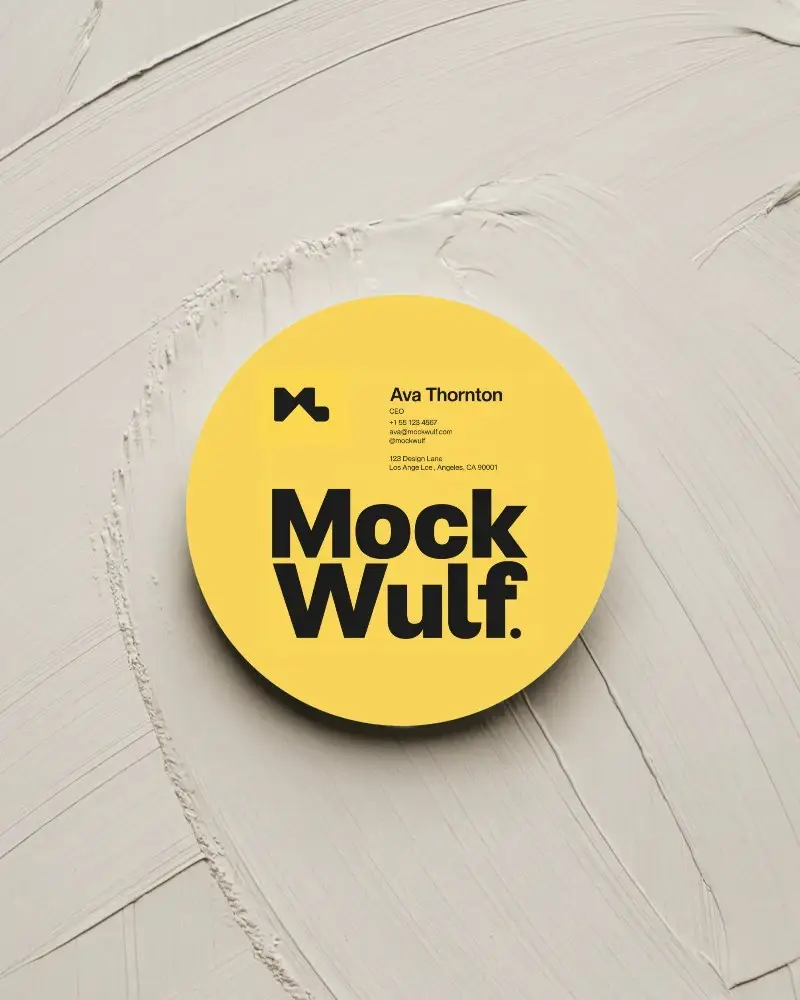 Textured Paint Surface Round Business Card Mockup Minimal Abstract Artistic Background
