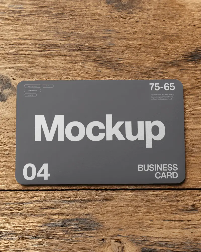 Rustic Wood Rounded Horizontal Business Card Mockup Top View On Natural Textured Wooden Surface