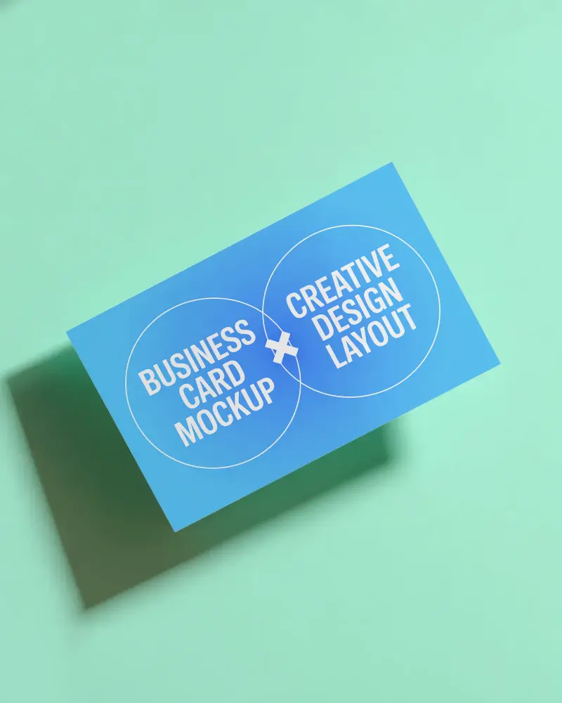 Pastel Green Horizontal Business Card Mockup Floating Card On Bright Clean Color Background