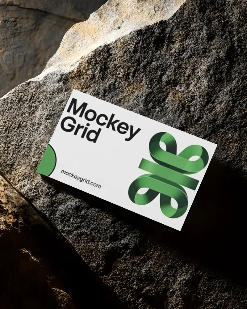 Rocky Surface Horizontal Business Card Mockup Card On Natural Stone Texture For Bold Look