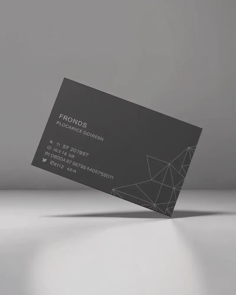Clean Minimal Horizontal Business Card Mockup Tilted Card Floating On Soft Grey Surface