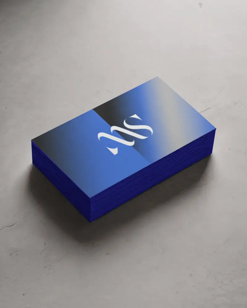 Stacked Horizontal Business Card Mockup Neat Pile On Light Grey Concrete Background