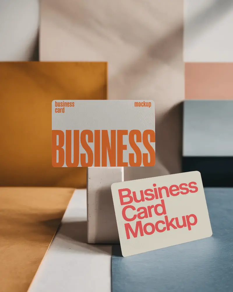 Dual Card Display Abstract Background Business Card Mockup Colorful Stylish Modern Presentation