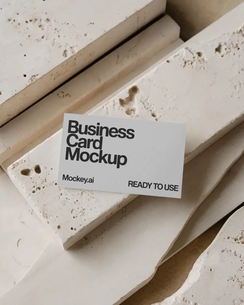 Stone Texture Surface Business Card Mockup Minimal Luxury With Organic Details