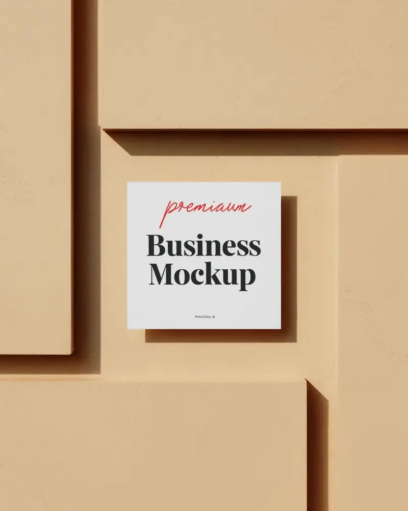 Geometric Panel Background Square Business Card Mockup Centered Minimal Architecture