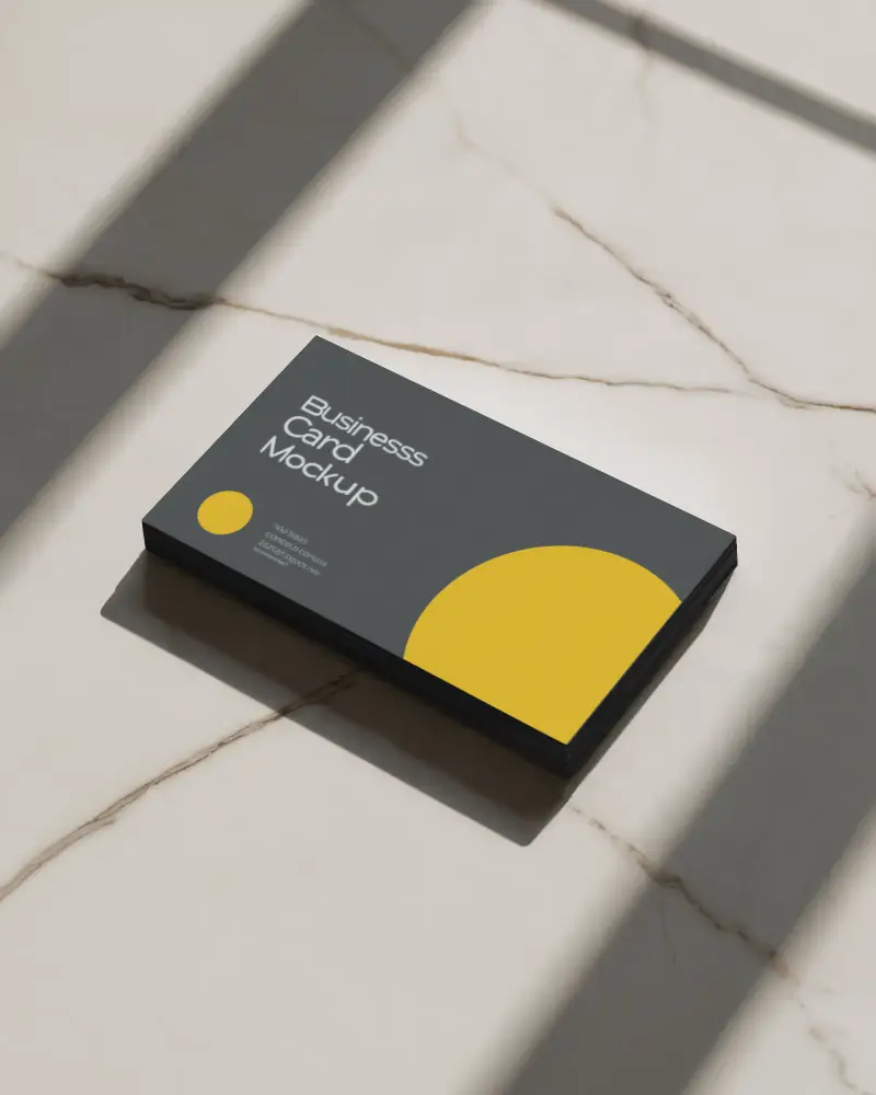 Marble Surface Stack Business Card Mockup Soft Shadows Clean Minimalist Elegant Stationery