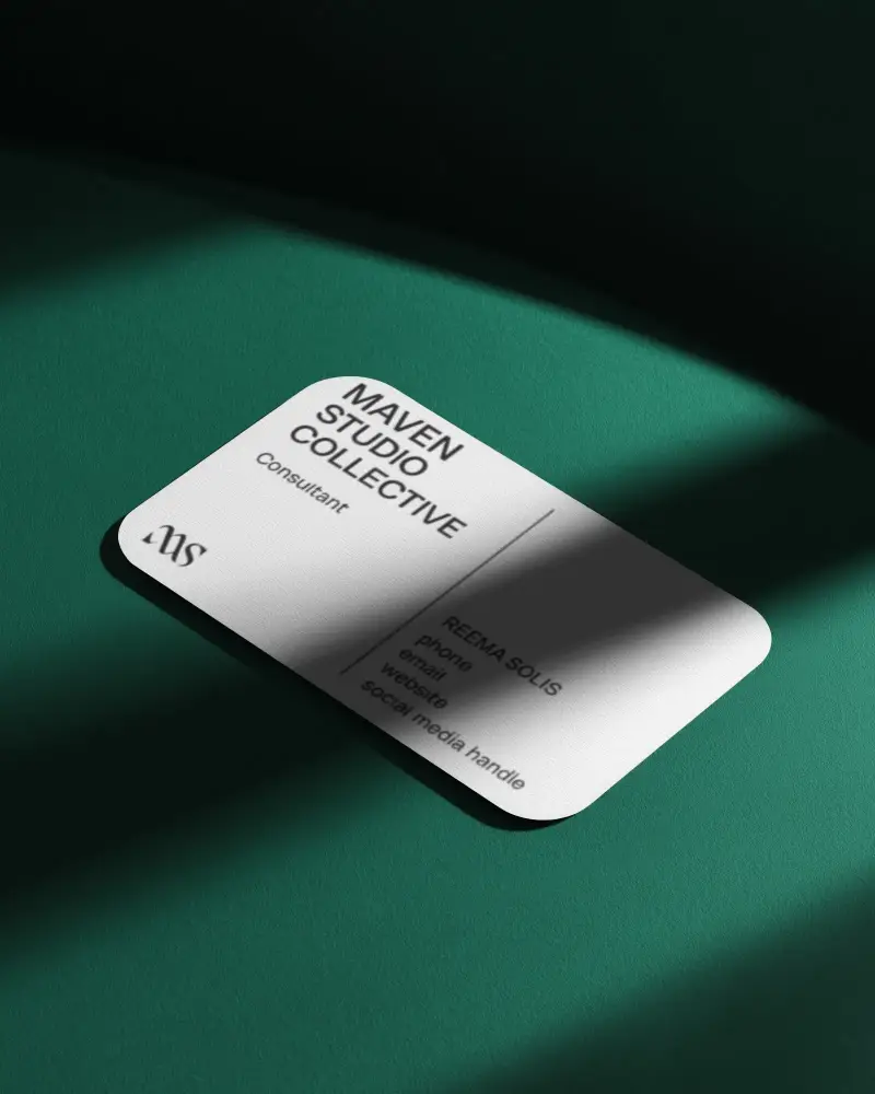 Shadow Lit Rounded Texture Business Card Mockup On Green Surface Modern Minimal Design