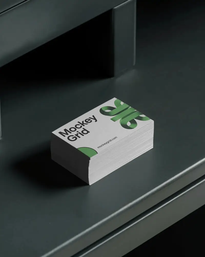 Dark Metal Surface Stacked Business Card Mockup Clean Luxurious Minimal Display