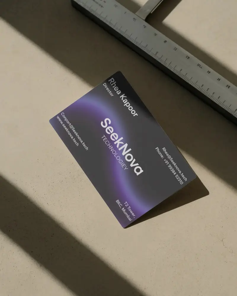 Ruler Measuring Tool Business Card Mockup On Stone Surface With Angled Shadows