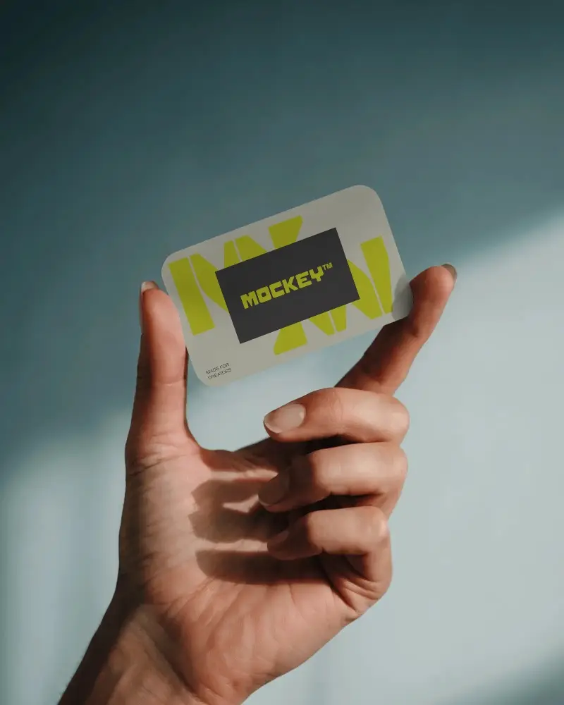 Hand Display Business Card Mockup Closeup Human Hand In Natural Light Studio