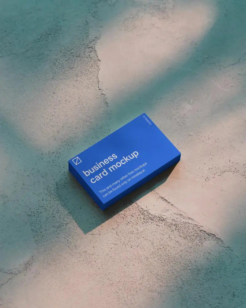 Textured Floor Business Card Mockup Blue And Beige Tones Soft Shadows Stylish Layout