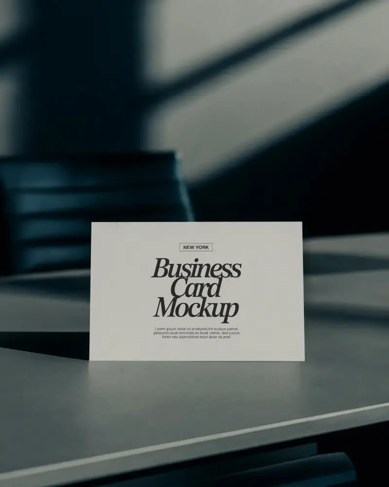 Office Desk Business Card Mockup Modern Corporate Setting With Subtle Shadows