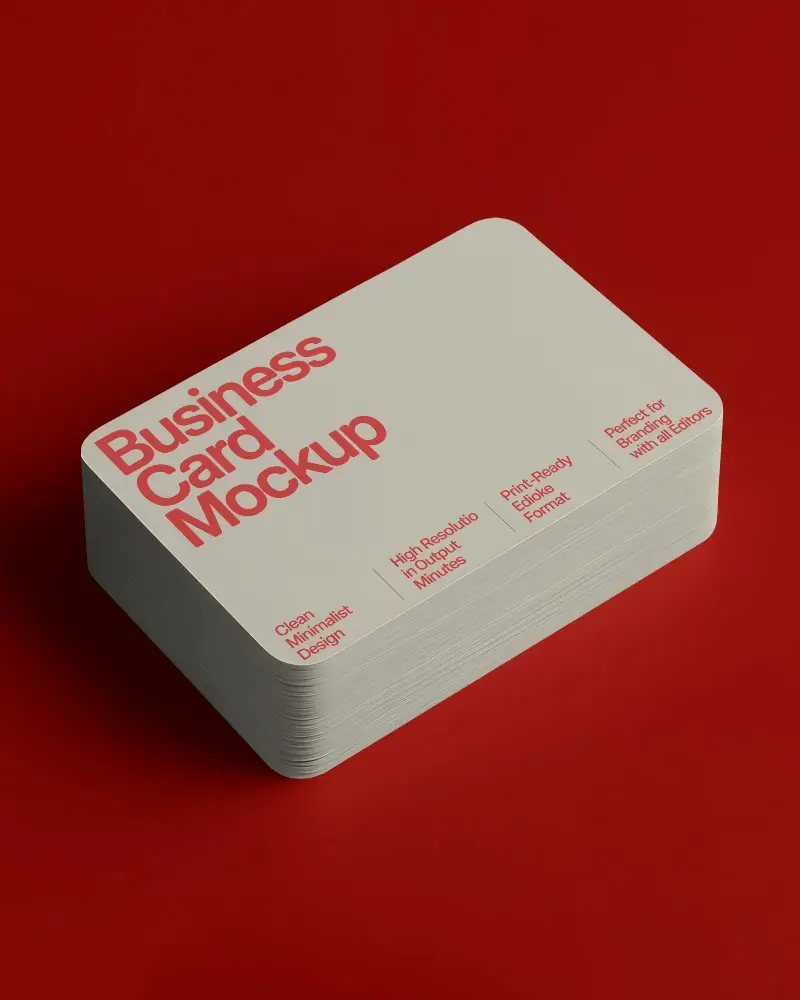 Stacked Business Card Mockup On Red Background Clean Corporate Minimal Layout