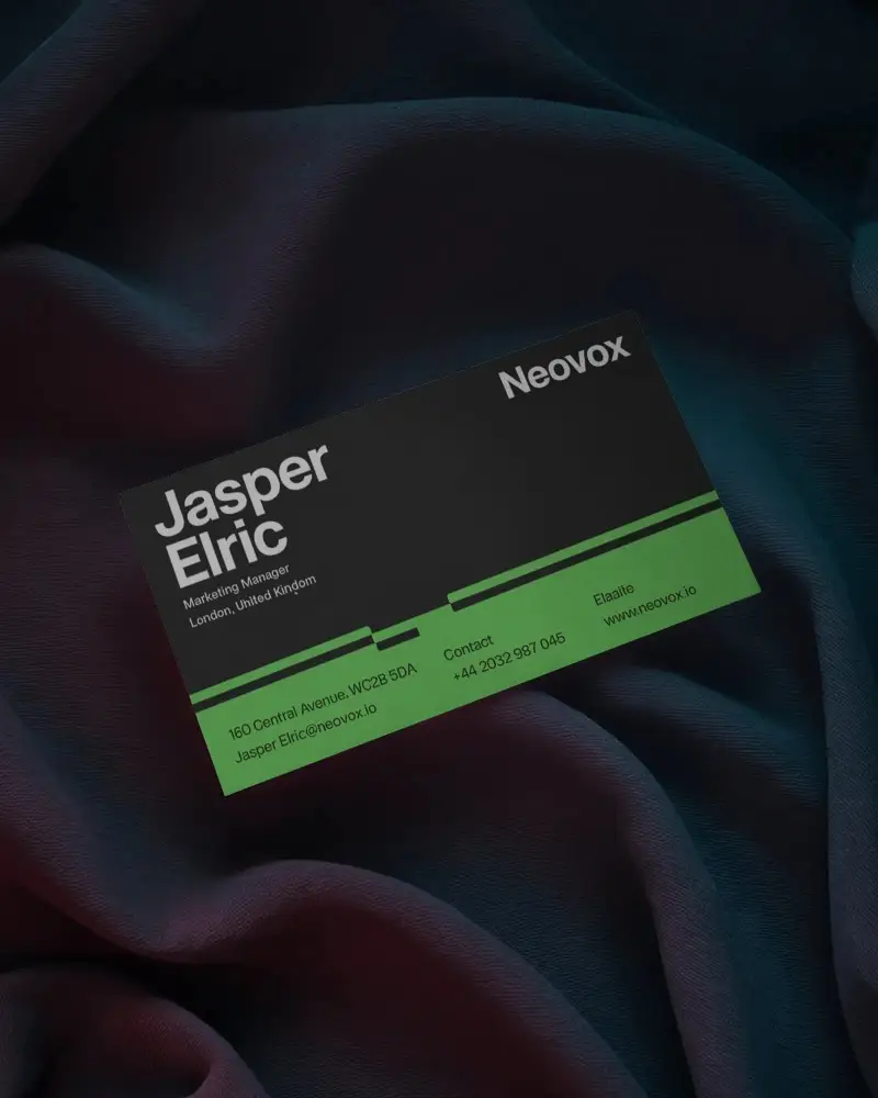 Fabric Surface Business Card Mockup With Soft Folds And Colorful Light Shadows