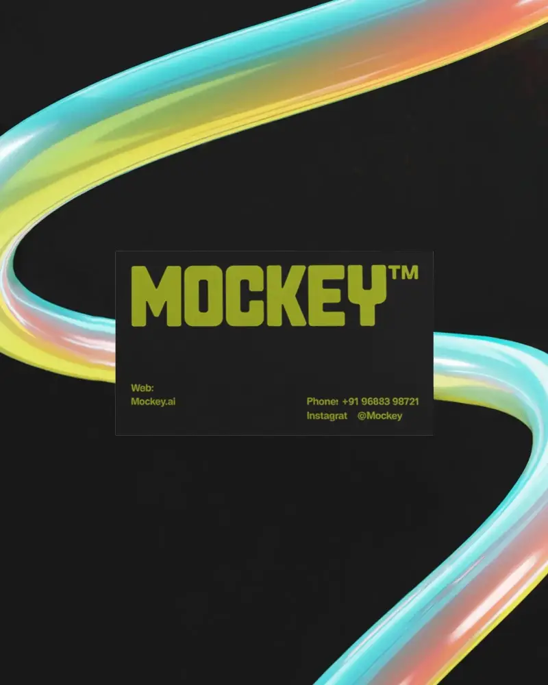 Neon Gradient Abstarct Business Card Mockup On Dark Background Modern Vibrant Style