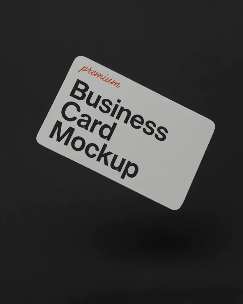 Minimal Floating Business Card Mockup On Black Background With Soft Shadow
