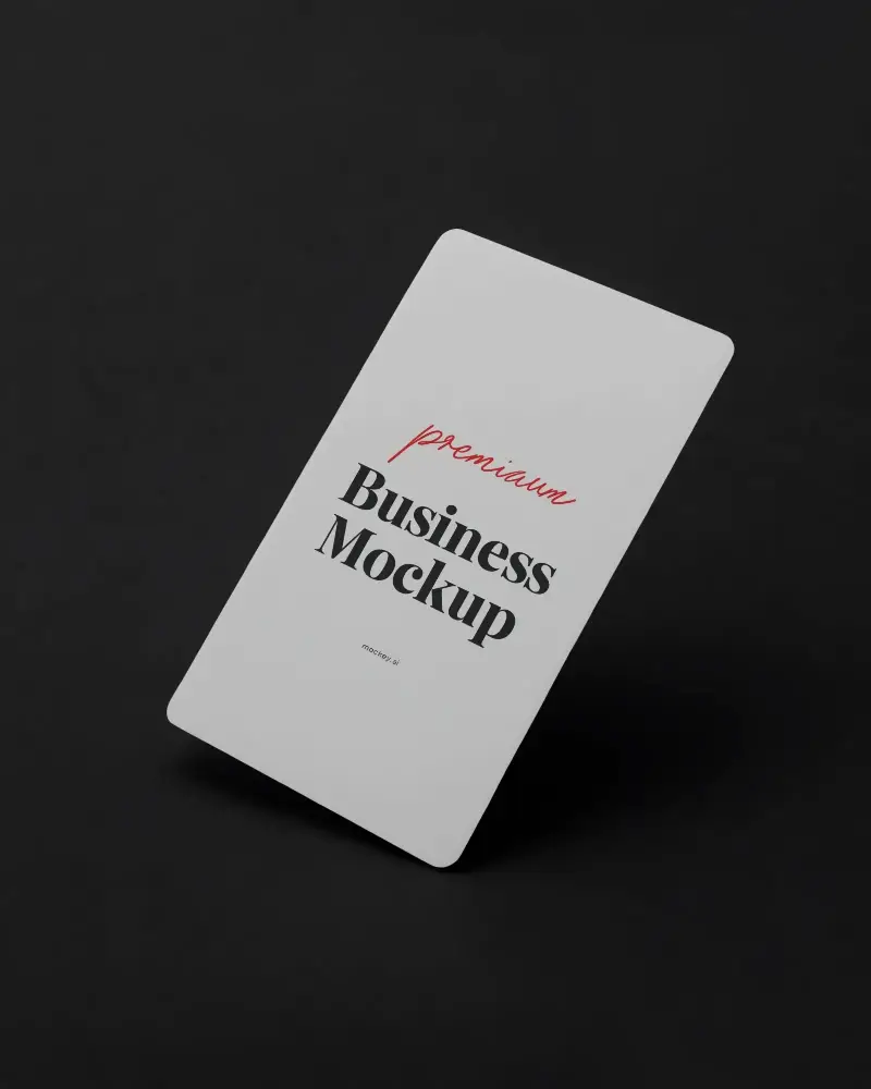 Angled Tilt Vertical Business Card Mockup Dark Background Clean Minimal Corporate Style