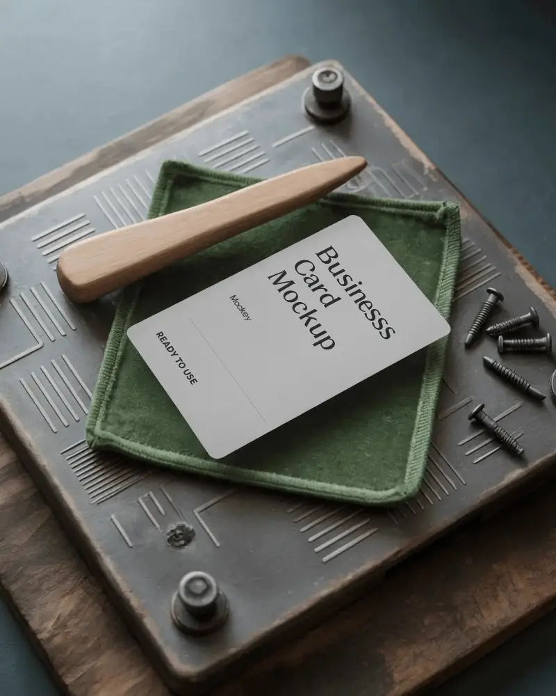 Minimalist Clean Business Card Mockup On Unique Surface Ready For Logo And Contact Information