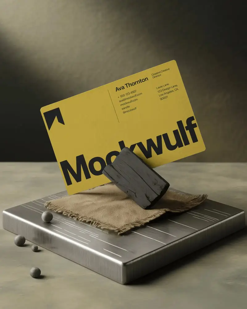 Minimalist Business Card Mockup With Rustic Texture And Simple Elegant Presentation