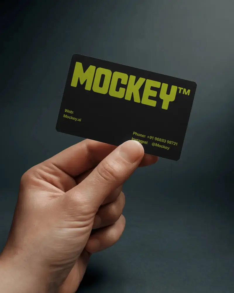 Professional Business Card Mockup Hand Held Minimalist Plain Background High Resolution