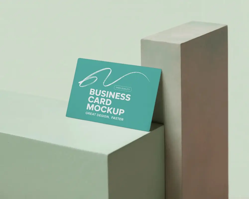 Modern Minimalist Business Card Mockup On Geometric Shapes For Design Presentation Portfolio