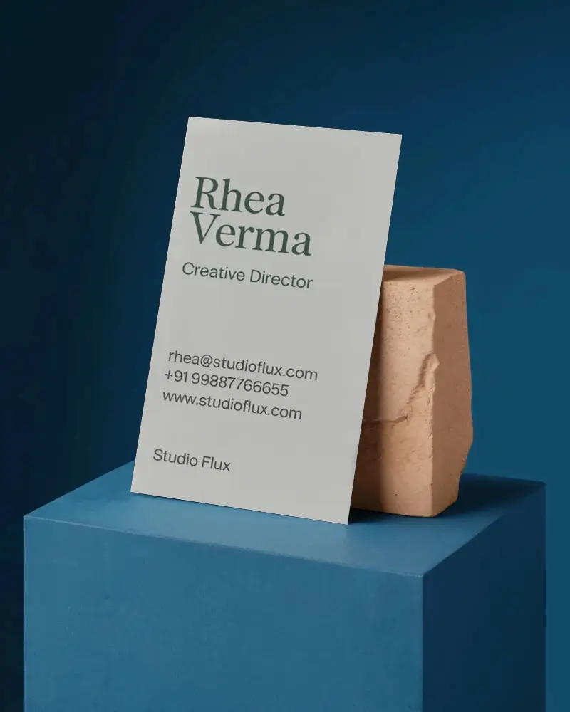 Minimalist Business Card Mockup On Geometric Stand For Modern Brand Identity Presentation