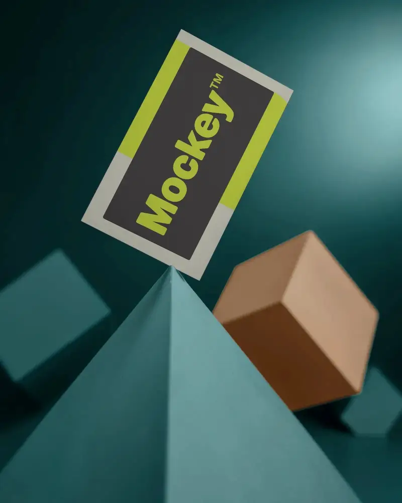 Clean Minimalist Business Card Mockup With Abstract Geometric Shapes Background