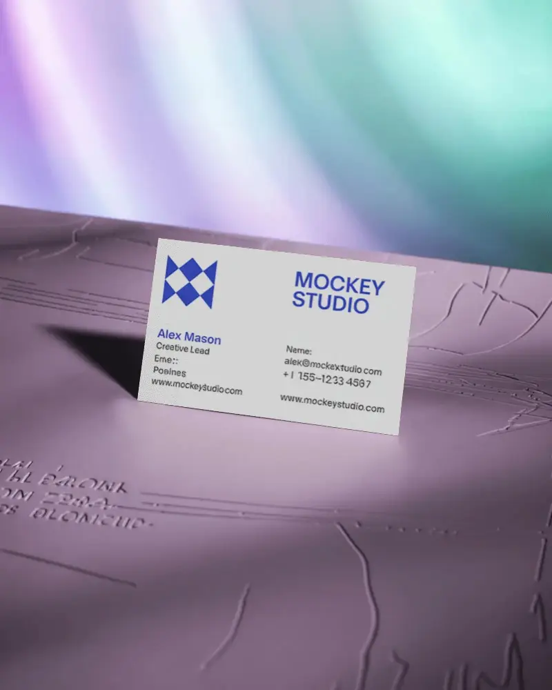 Sleek Minimalistic Business Card Mockup With Embossed Texture Backdrop For Professional Use