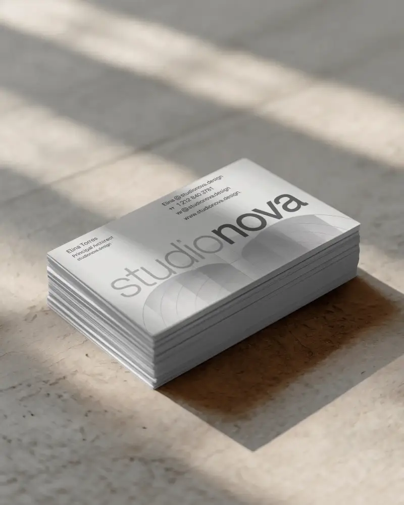 Stacked Business Card Mockup With Natural Light Streaks And Warm Tones