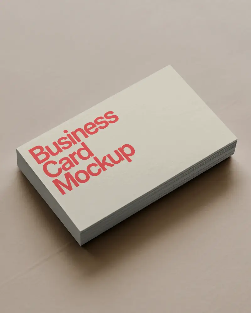 Beige Surface Stacked Business Card Mockup With Minimal Studio Lighting