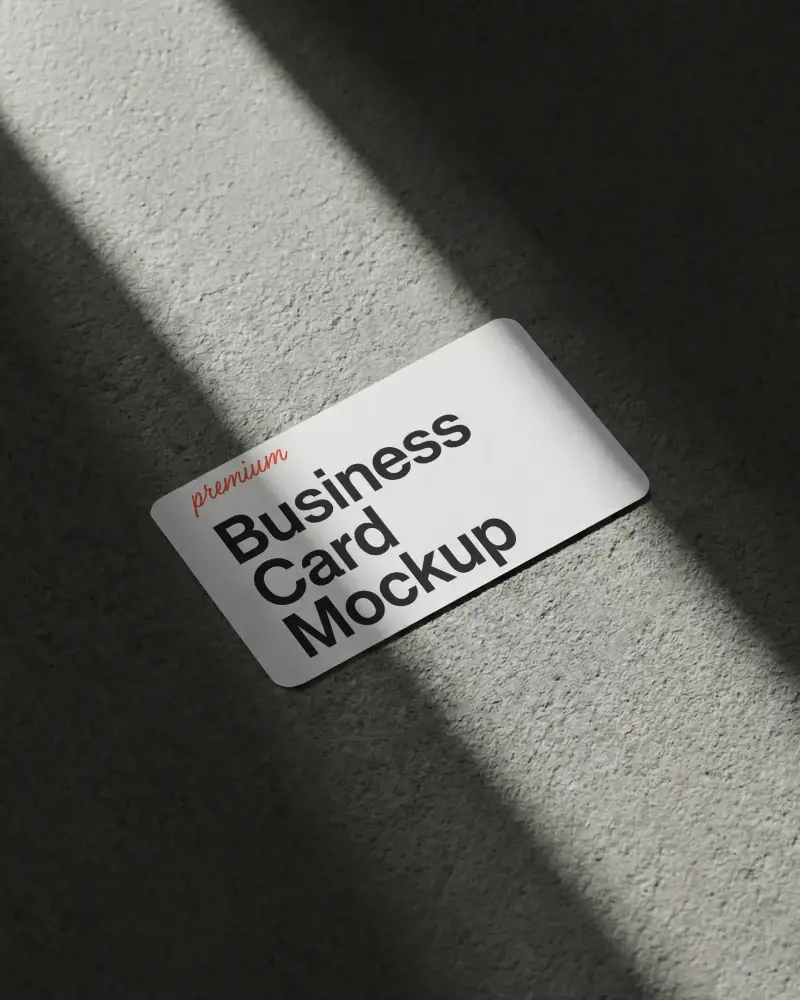 Spotlight Textured Business Card Mockup With High Contrast Light And Minimal Style
