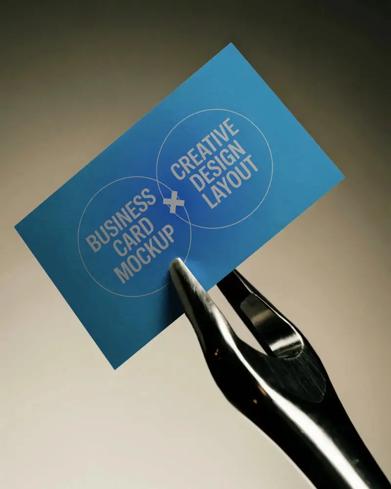 Sleek Minimalist Business Card Mockup Metallic Hand Holding Plain Blank Card Display