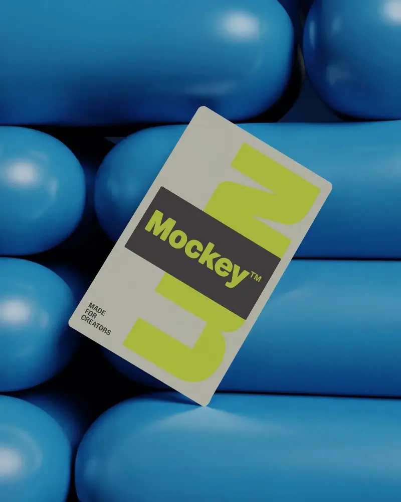 Sleek Modern Business Card Mockup Floating Over Soft Rounded Background