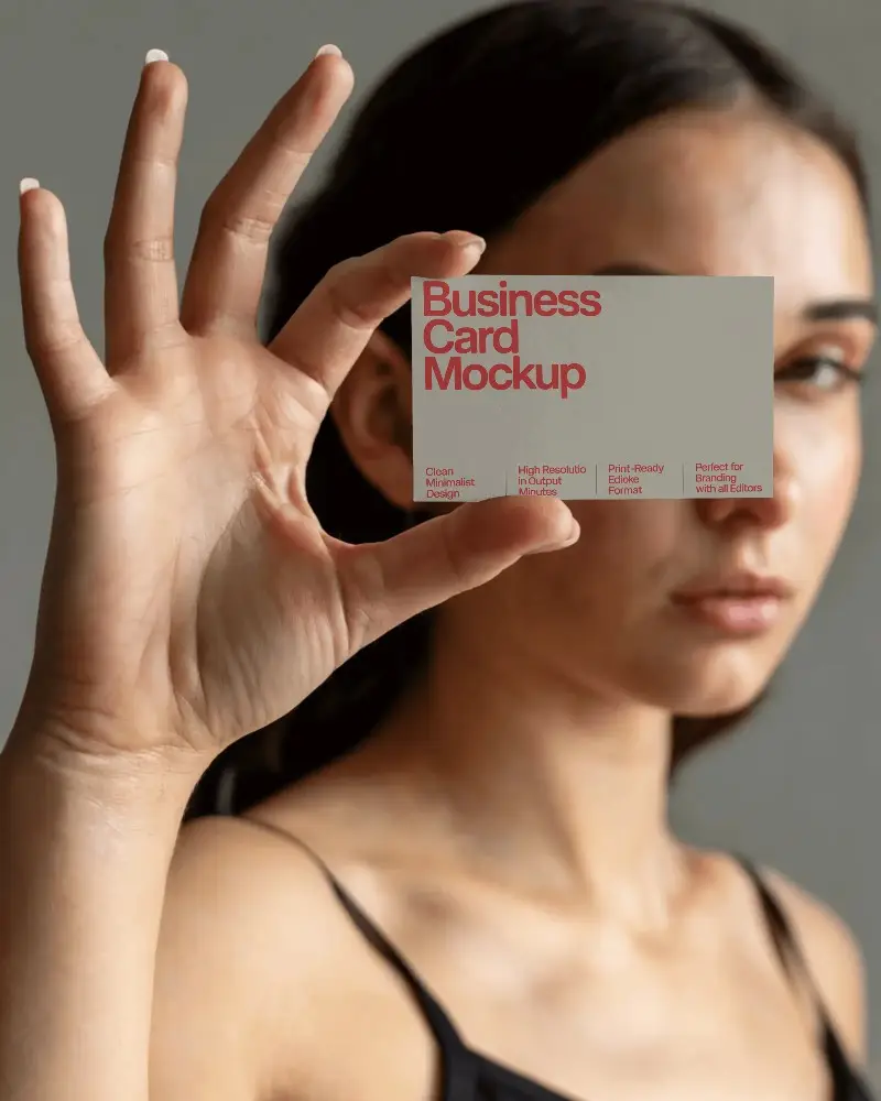 Close Up Holding Blank Business Card Mockup For Branding And Marketing Purposes