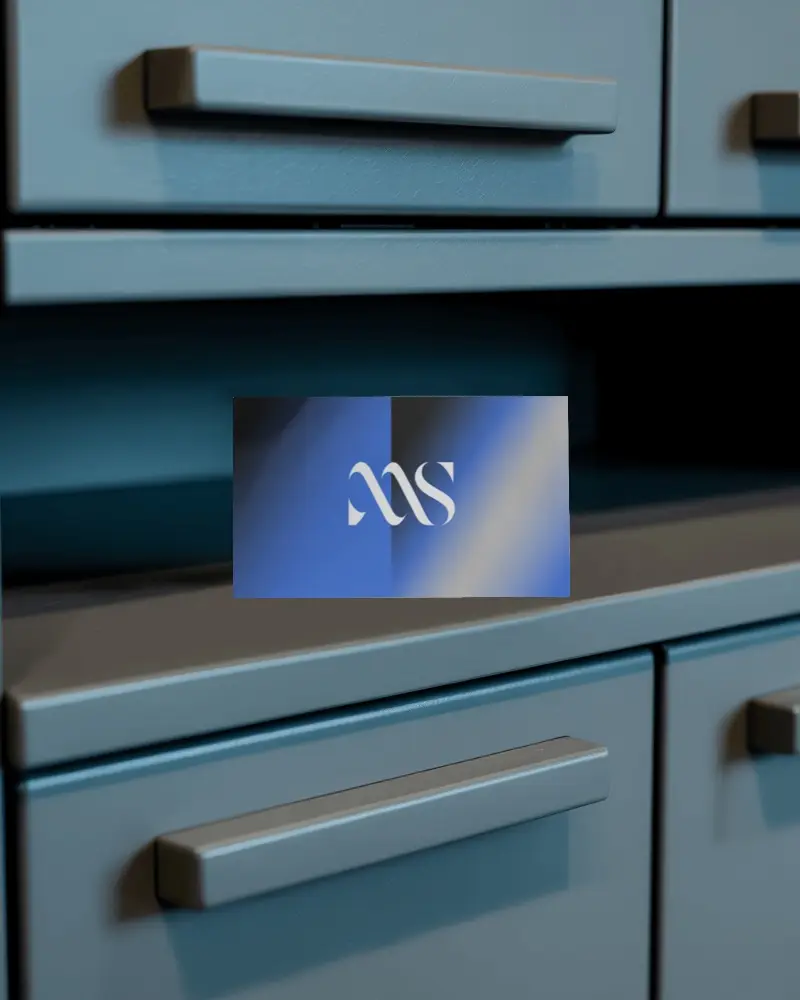 Blank Business Card Mockup On Modern Cabinet Surface For Branding Presentation