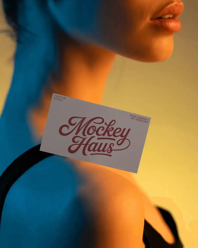 Minimalistic Business Card Mockup Display On Shoulder For Professional Brand Presentation