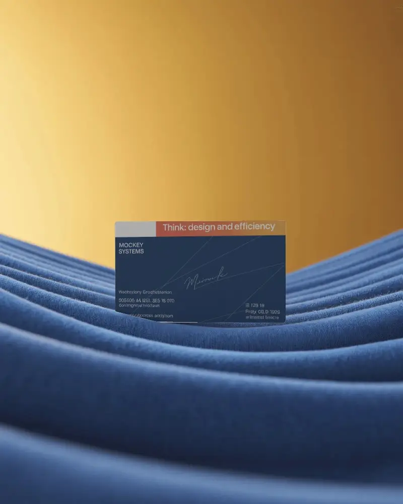 Sleek Minimalist Business Card Mockup On Wavy Textile Background For Professional Use