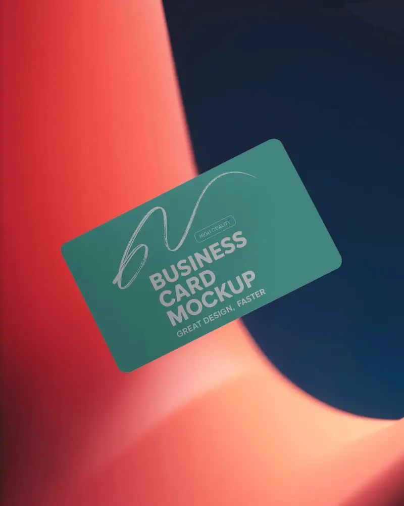 Sleek Modern Business Card Mockup Floating Over Abstract Background For Branding