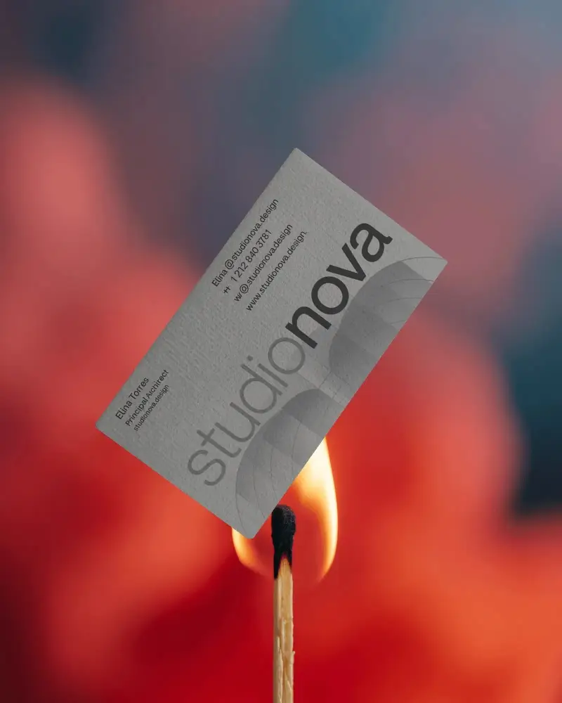 Modern Minimalist Business Card Mockup With Floating Rectangle Over Vibrant Background Light