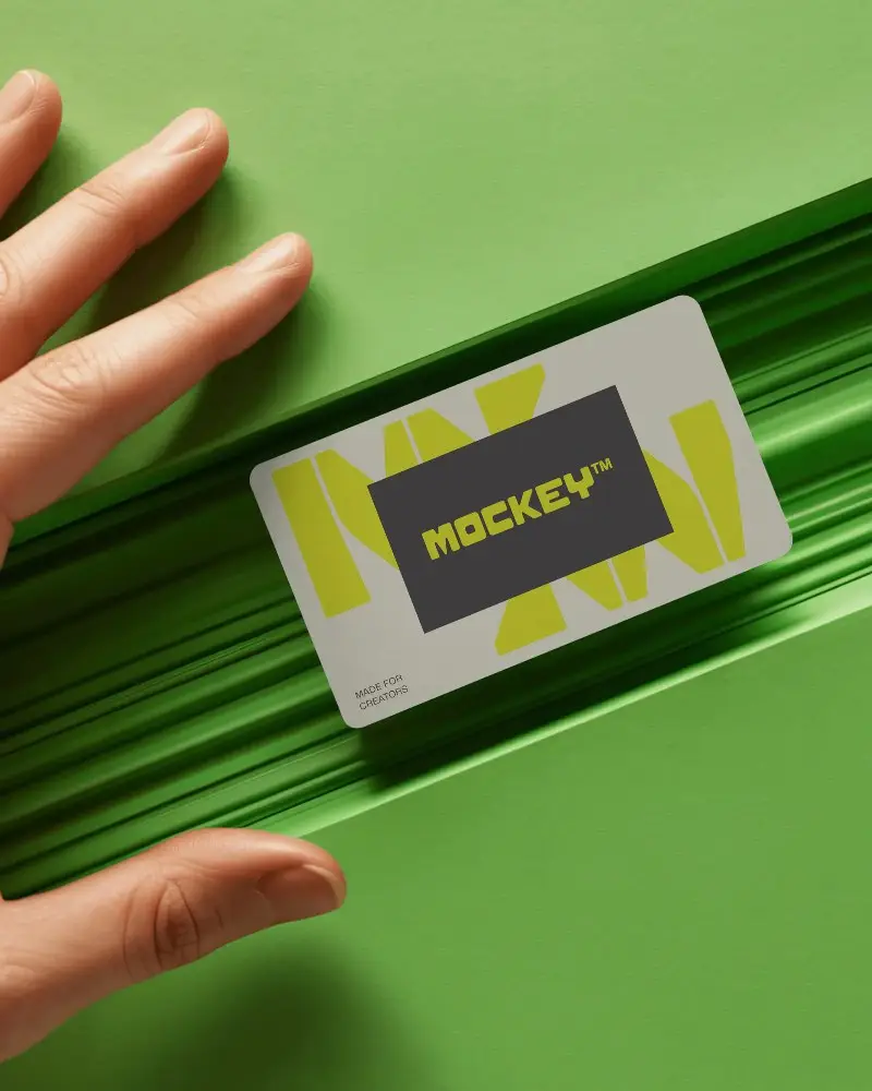 Hand Holding Minimalist Business Card Mockup On Textured Background For Branding Showcase