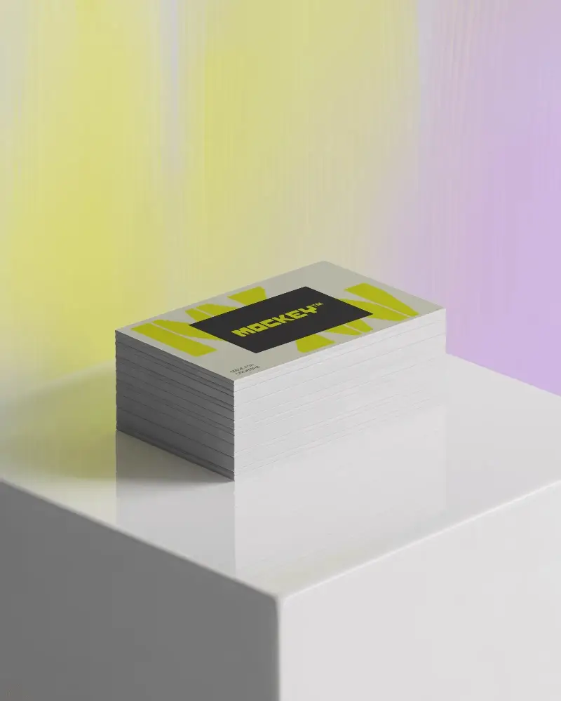 High Quality Business Card Mockup Display On Modern Geometric Background Setup