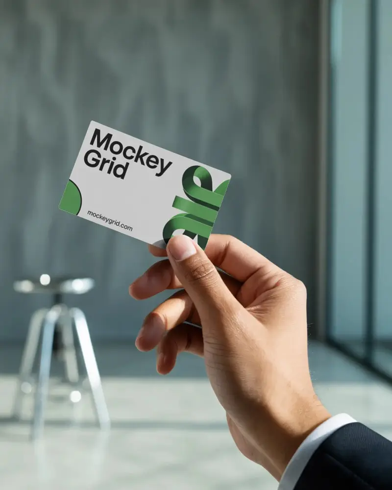 Premium Business Card Mockup Held In Hand Ideal For Modern Corporate Branding Showcase