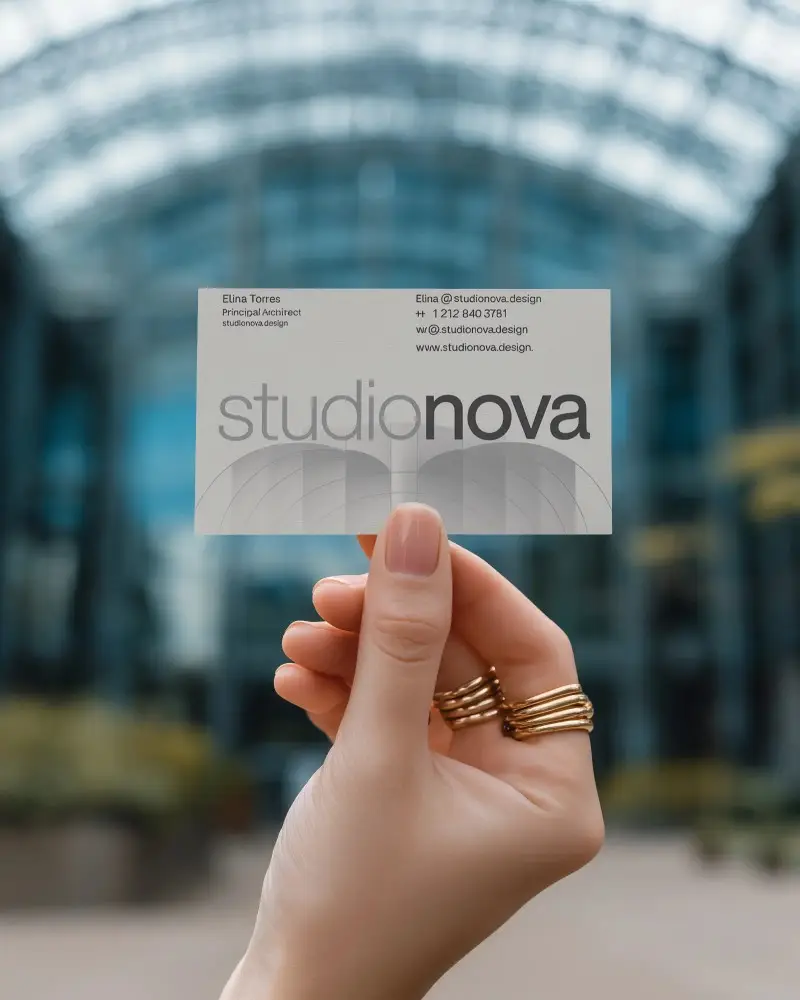 Minimalistic Business Card Mockup Held In Hand Clear Background For Professional Branding
