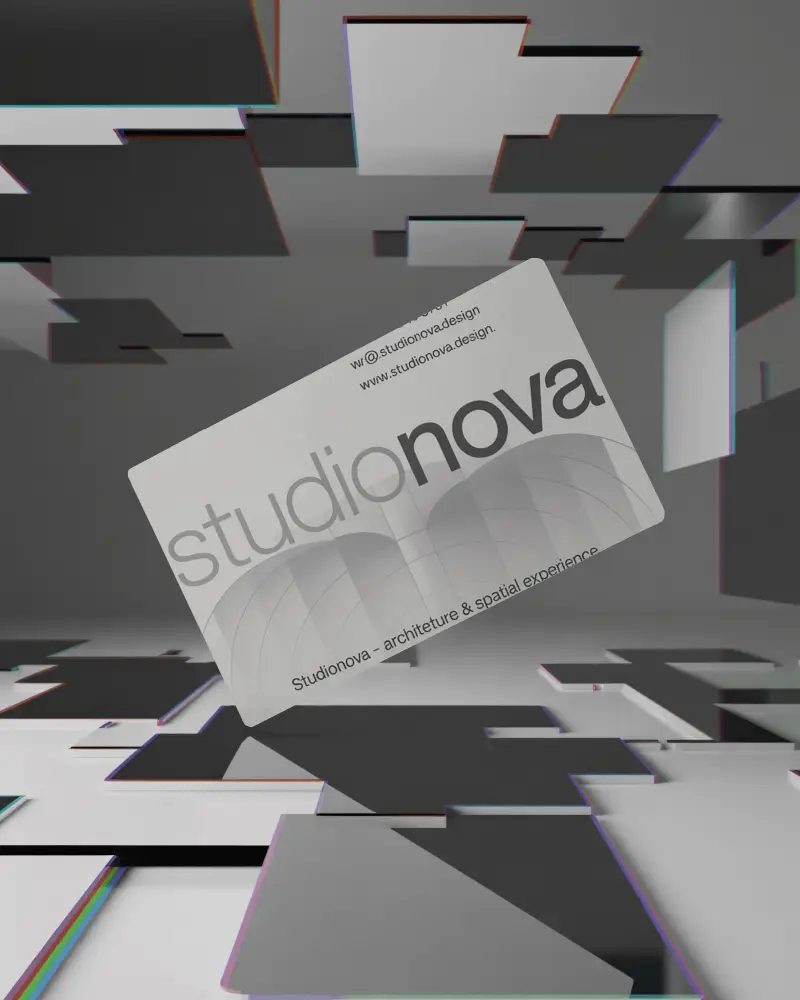 Modern Floating Business Card Mockup With Minimalistic Geometric Background For Design Display