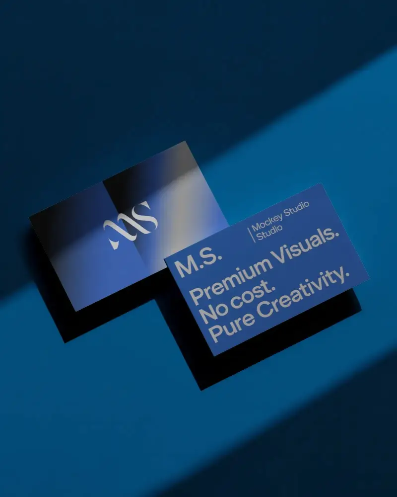 Clean Empty Business Cards Mockup Placed On Solid Surface Shadow Effect For Design Display