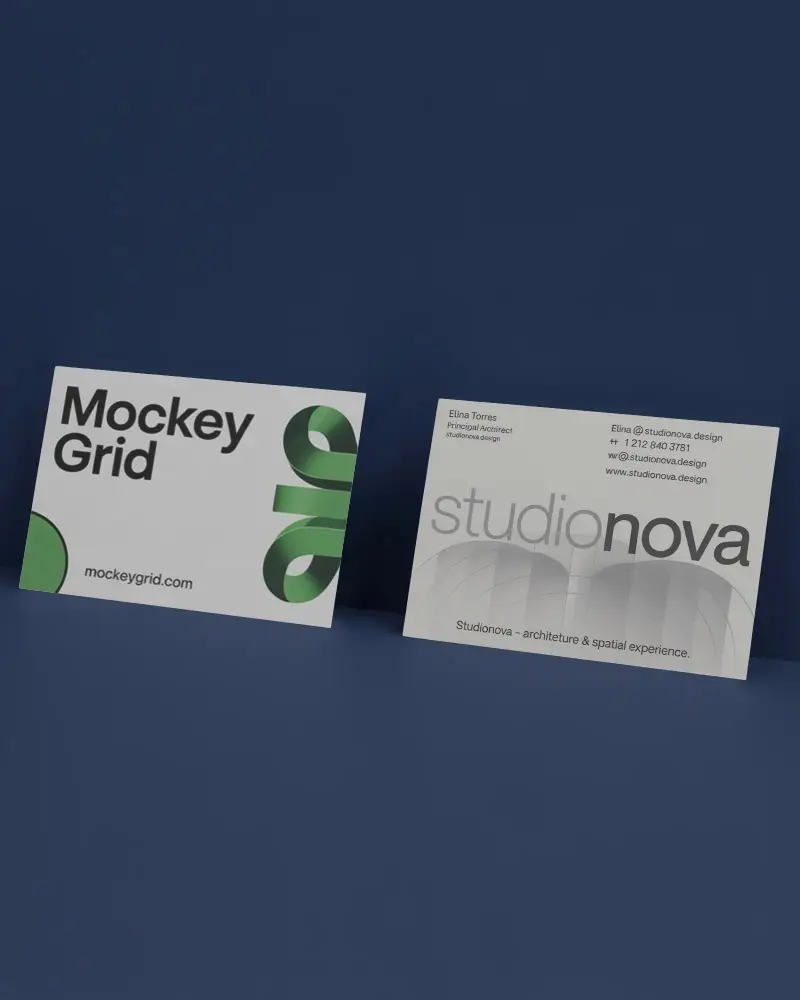 Professional Angled Business Card Mockup Setup For Brand Showcase And Display