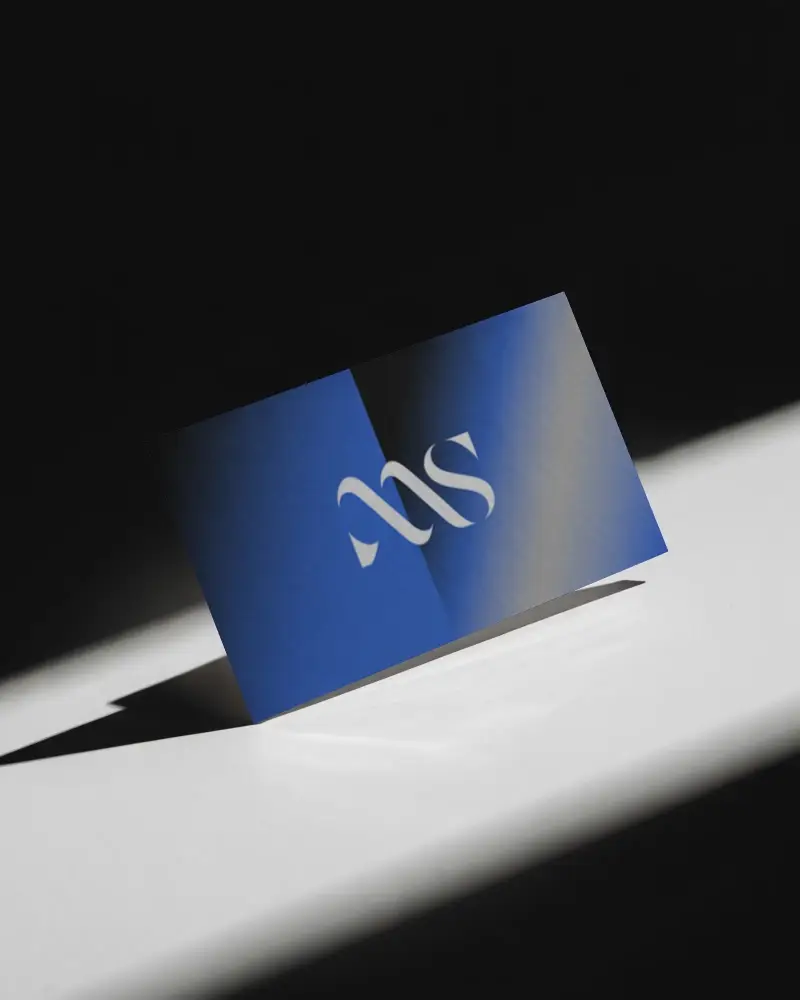 Blank Vertical Business Card Mockup With Sharp Shadow And Light Contrast Background