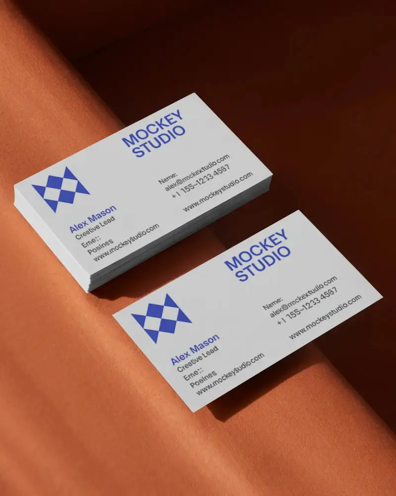 Realistic Blank Business Card Mockup Showing Front And Stack For Print Presentation