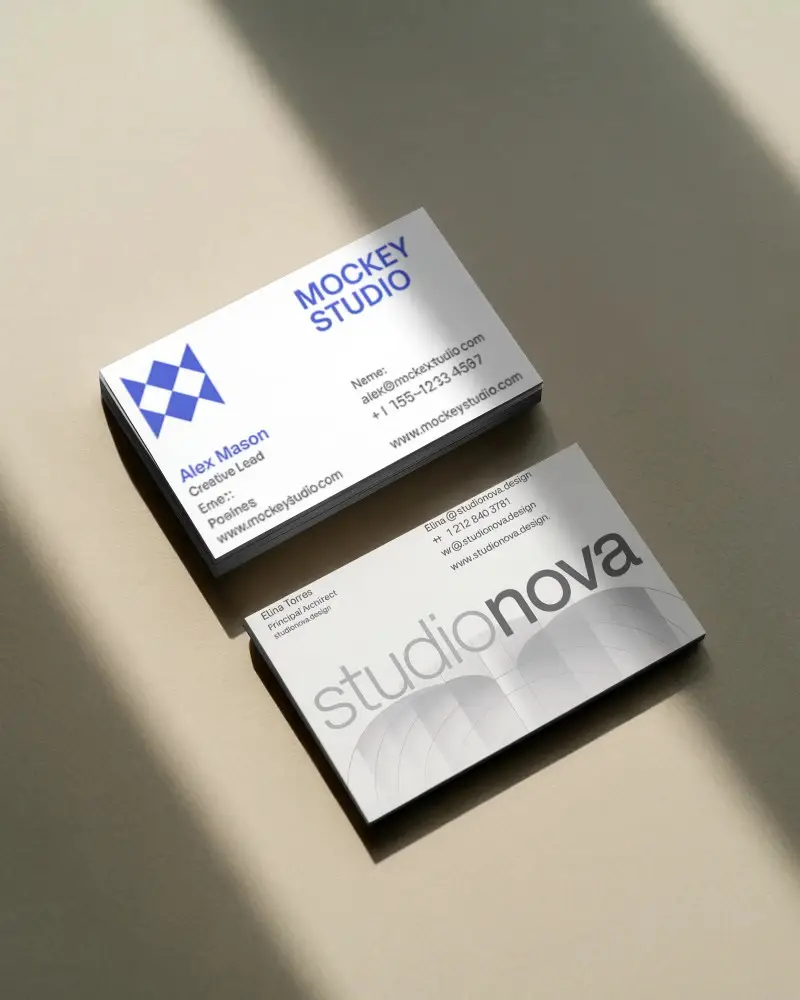 Premium Blank Business Card Mockup Showcasing Minimalist Style And Textured Surface